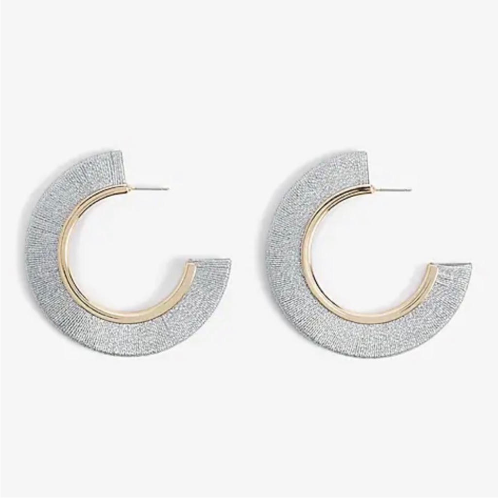Express Metallic Wrapped Post Back Hoop Earring Size 2 30$